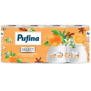 Hartie igienica Pufina, Portocala si Scortisoara, 4 straturi, 8 role