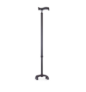 Baston reglabil din aluminiu cu pufar baza in patru puncte, negru - RP192