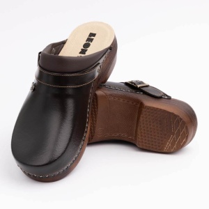 Saboti medicali, unisex, din piele neperforata, maro, Leon PU101 - Img 4