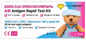 Test rapid combo 6-in-1 infectii respiratorii – Gripa A/B, COVID-19, RSV, Adenovirus si Mycoplasma