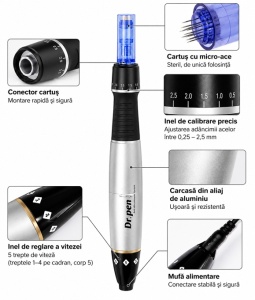 Dr.Pen A1 cu fir, carcasa din aluminiu / plastic - Img 4