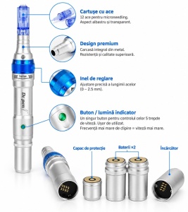 Dr.Pen A6 wireless cu 2 acumulatori, carcasa din aluminiu - Img 3