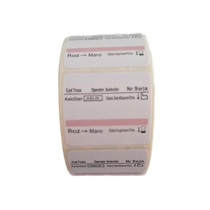 Etichete dublu adezive 32 x 28 mm sterilizare abur, rola 500 buc