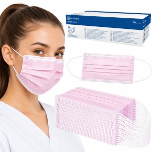 Masti medicale de unica folosinta OPERO tip IIR, 3 straturi, Roz