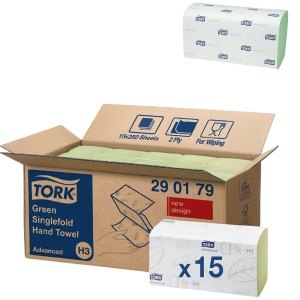 Prosoape hartie pliate gofrate verzi 250 buc Tork