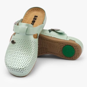 Saboti medicali, de dama, din piele, verde menta, Leon 950 - Img 2