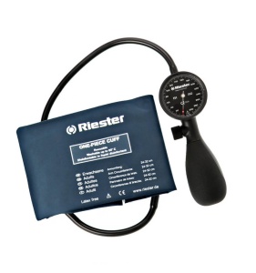 Tensiometru mecanic Riester Shock-Proof®, cu manseta dezinfectabila, marime adulti, Negru