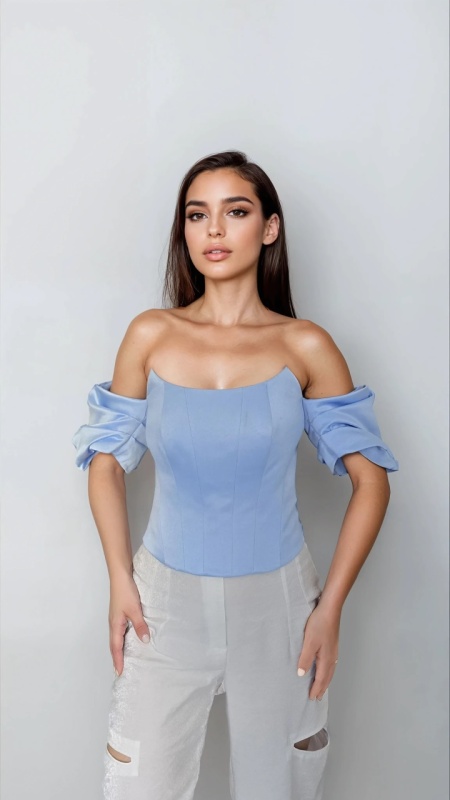 CORSET BABY BLUE CU MANECI BUFANTE TARA