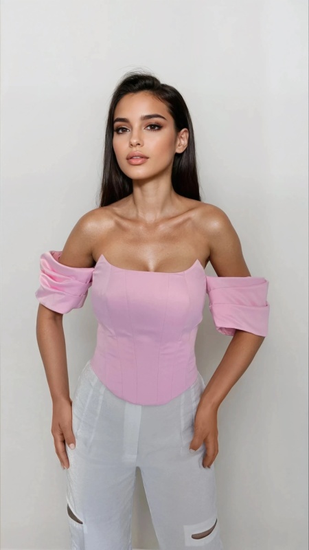 CORSET ROZ CU MANECI BUFANTE TARA