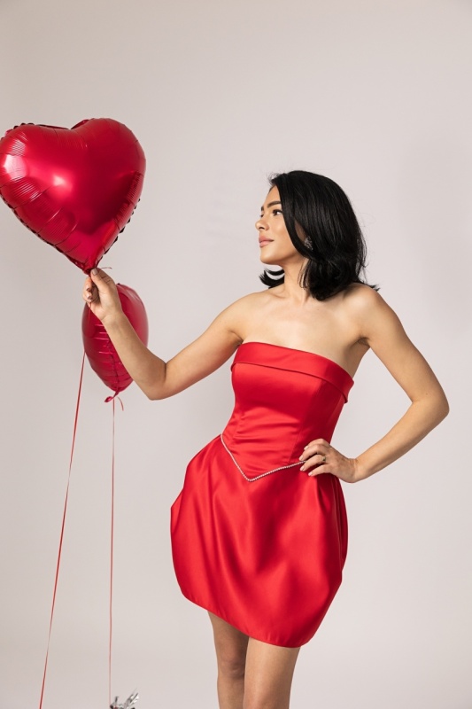 ROCHIE SCURTA CU CORSET SI CRISTALE MELODIE