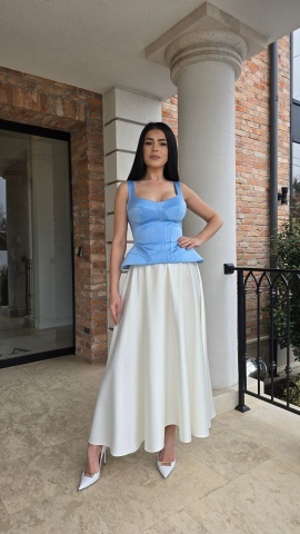 Corset damă satinat baby blue – (Nadya) - Img 3