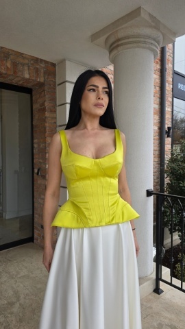 Corset damă satinat lime – (Nadya)