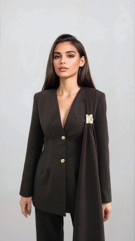 SACOU CAMBRAT CU DRAPAJ SI ACCESORII METALIE AURII BROWN