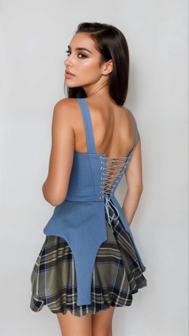 CORSET CU PEPLUM DIN DENIM REMA - Img 2
