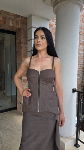 CORSET KATE DIN STOFA CU FERMOAR METALIC - Img 2