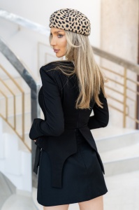 FUSTA SCURTA NEAGRA CU CLAPE DECORATIVE BELLA - Img 4