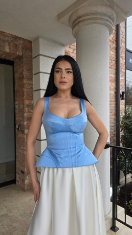 Corset damă satinat baby blue – (Nadya)