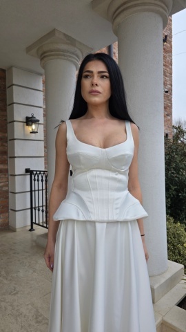 Corset damă satinat ivoire – (Nadya)