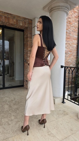 Corset damă satinat maro - (Nadya) - Img 4
