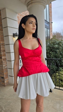 Corset damă satinat rosu – (Nadya)