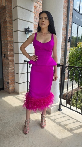 FUSTA MIDI CAMBRATA CU PENE SWAN - Img 2
