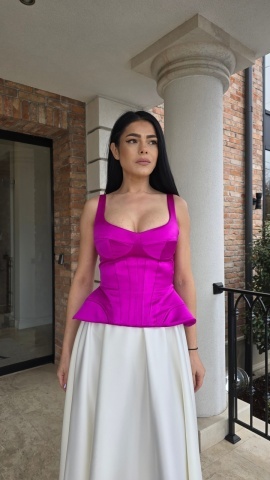Corset damă satinat fucsia – (Nadya)