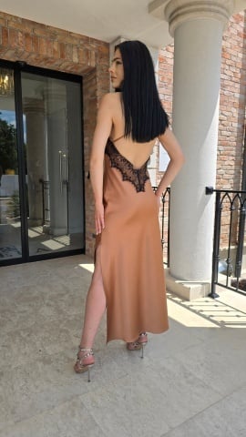 ROCHIE EVA DIN SATIN CU DANTELA SI SPATE DECUPAT - Img 3