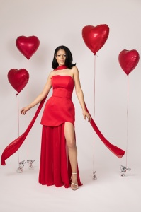 ROCHIE LUNGA ELEGANTA CU CORSET SI FUSTA DIN VOAL MOLLY - Img 2