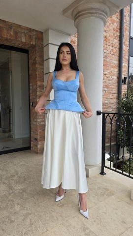 Corset damă satinat baby blue – (Nadya) - Img 2