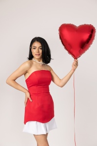 ROCHIE SCURTA CU CORSET SI FUSTA IN DOUA STRATURI JULIA - Img 3