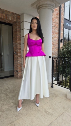 Corset damă satinat fucsia – (Nadya) - Img 2