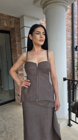 CORSET KATE DIN STOFA CU FERMOAR METALIC