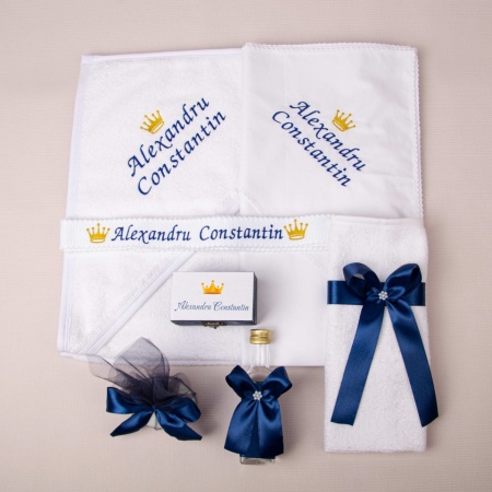 Trusou Botez Personalizat Clasic 033, Micul Print, Bleumarin