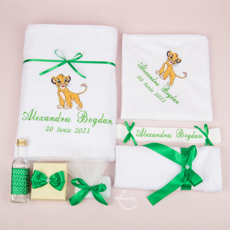Trusou Botez Personalizat 201 - „Simba” - verde