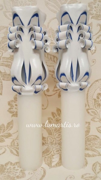 Lumânare de nuntă sculptată LS Bleumarin - 6,4x40 cm