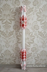 Lumanare de botez LB 753 D 4,6 cm x 90 cm Roșu