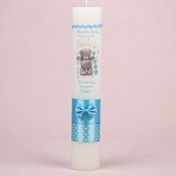 Lumânare de Botez Personalizată LB 509 - Ursuleț cu Steluțe