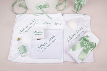 set botez cu ursulet verde menta