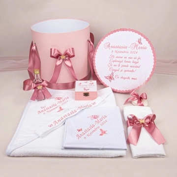 Set Botez Personalizat 253 - Fluturi Roz Pudră