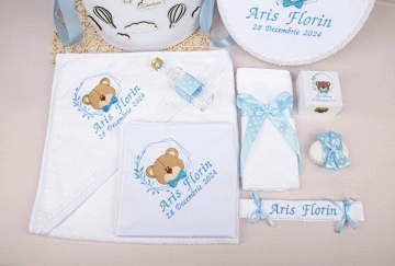 set botez ursulet cu papion bleo