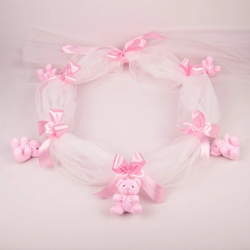 decor cristelnita roz cu ursuleti
