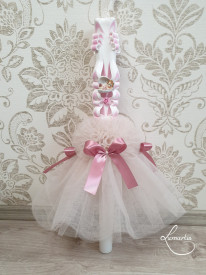 lumanare de botez roz