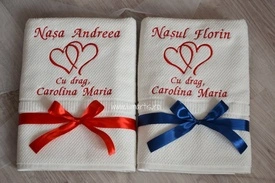 Set 2 prosoape personalizate, Inimioare