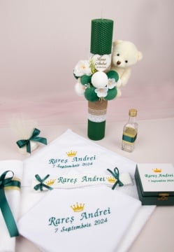 set botez coronita print verde
