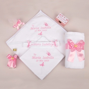 Trusou botez Personalizat Clasic 031, Roz pal