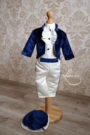 Costum botez catifea - Micul Prinț - Bleumarin (matlasat, sezon rece)