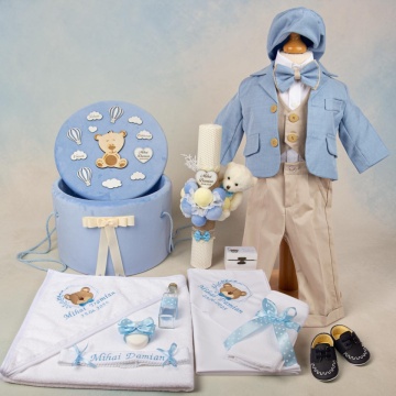 Set Complet Botez Băieți „Ursuleț cu papion bleu” - SCB08