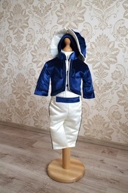 Costum botez catifea - Micul Prinț - Bleumarin (matlasat, sezon rece) - Img 2