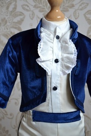 Costum botez catifea - Micul Prinț - Bleumarin (matlasat, sezon rece) - Img 3