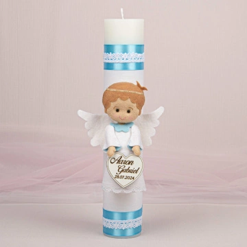 Lumânare Botez Personalizată cu Îngeraș din fetru - LB 543